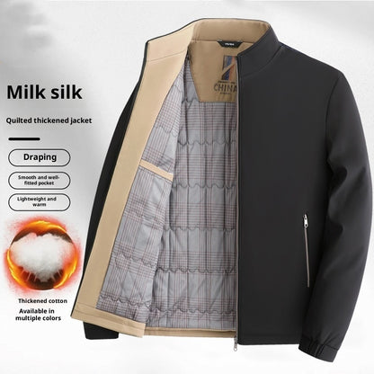 Men's Stand Collar Business Casual Jacket for middle and older fathers