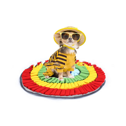 Round Rainbow Plumeria Pet Sniffing Pad