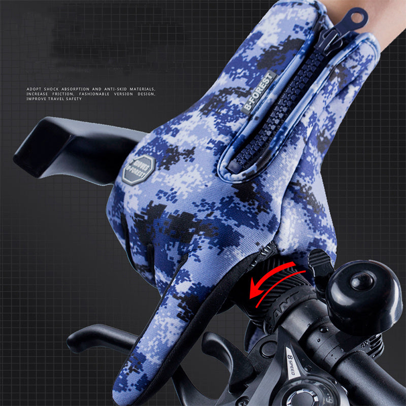 Winter Touch Screen Riding Motorcycle Sliding Gloves, Waterproof Sports Gloves with Wool Filling