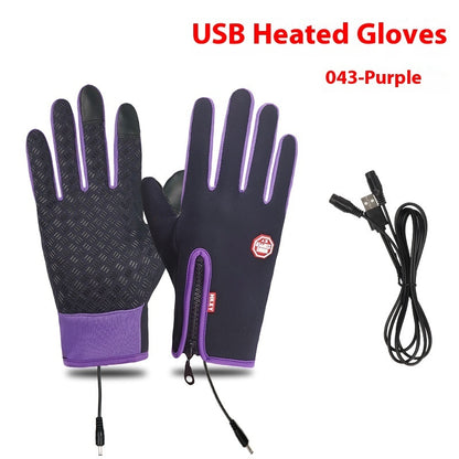 USB Electric Heating Gloves Winter Outdoors Sports Skiing Warm Waterproof Non-slip