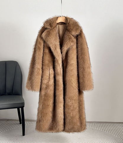 Autumn and Winter Extended Perforation Imitation Overcoat