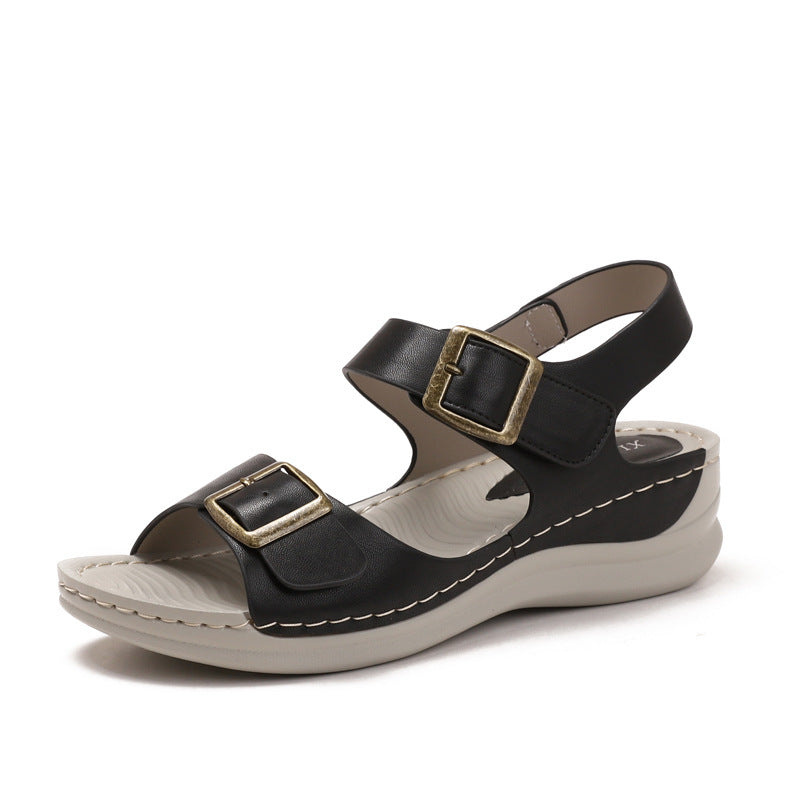 Women's Casual Sandals Fashion Thick Bottom Velcro Travel Beach Shoes