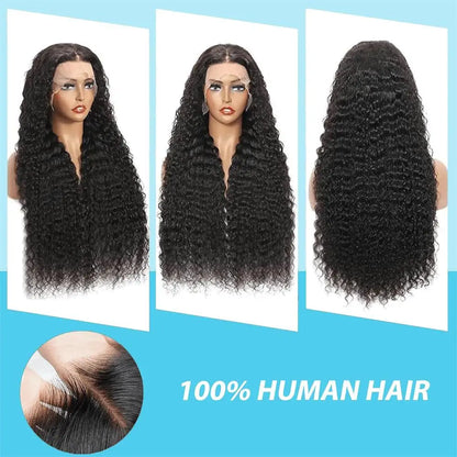 30 36 Inch Water Wave Lace Front Human Hair Wig Deep Wave Curly Brazilian Pre Plucked Lace Frontal Wig 200% Density For Women