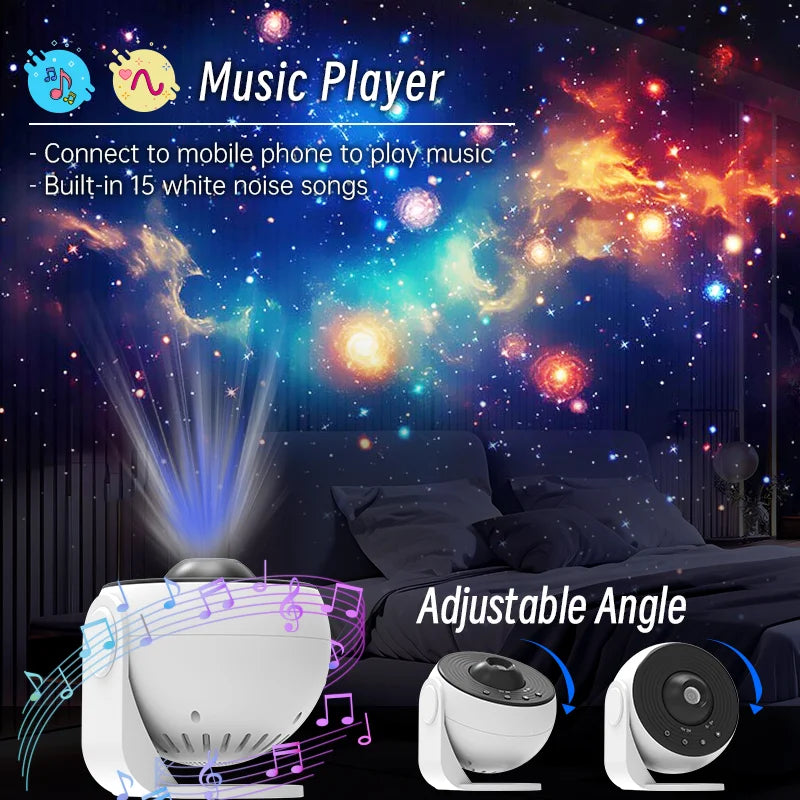 Star Projector Galaxy Night Light HD Image Disc Updated Planetarium Projector with Remote Control and Bluetooth Function for Living Room