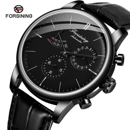 Power Reserve Uhren Forsining New Business Men's Wristwatch Genuine Leather OEM Watch Hot Automatic Water Resistant Luxury Watches