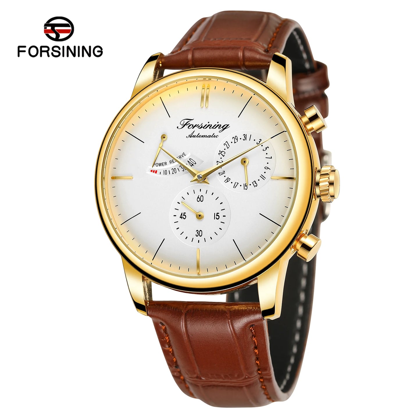 Power Reserve Uhren Forsining New Business Men's Wristwatch Genuine Leather OEM Watch Hot Automatic Water Resistant Luxury Watches