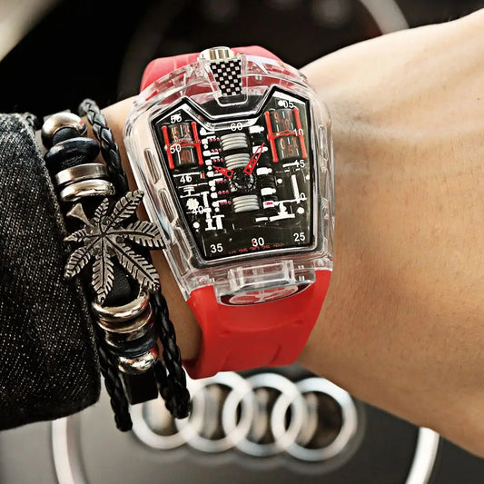 Men's Hollow Watch Ghost Silica Silicone Bracelet Quartz Watch Cool Relogio Men Watch Skeleton Ghost Student Clock