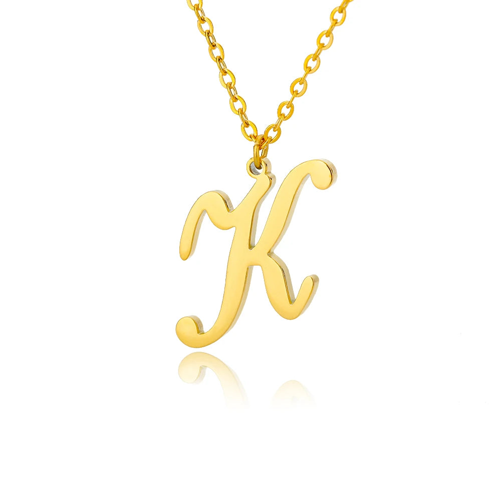 Dainty Initial Letter Necklaces For Women Gold Color Minimalist Stainless Steel Initial Necklace Femme Wedding Jewelry Gift
