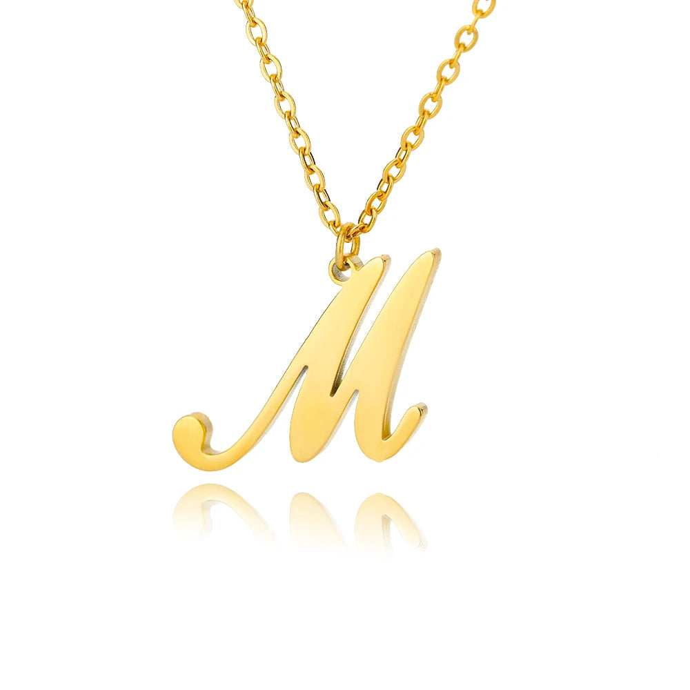 Dainty Initial Letter Necklaces For Women Gold Color Minimalist Stainless Steel Initial Necklace Femme Wedding Jewelry Gift