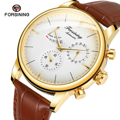 Power Reserve Uhren Forsining New Business Men's Wristwatch Genuine Leather OEM Watch Hot Automatic Water Resistant Luxury Watches