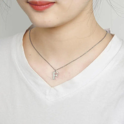 My Shape Letter A-Z Clear Zircon Stainless Steel Necklace for Girls Women Necklaces Alphabet Initials Pendant Choker Jewelry