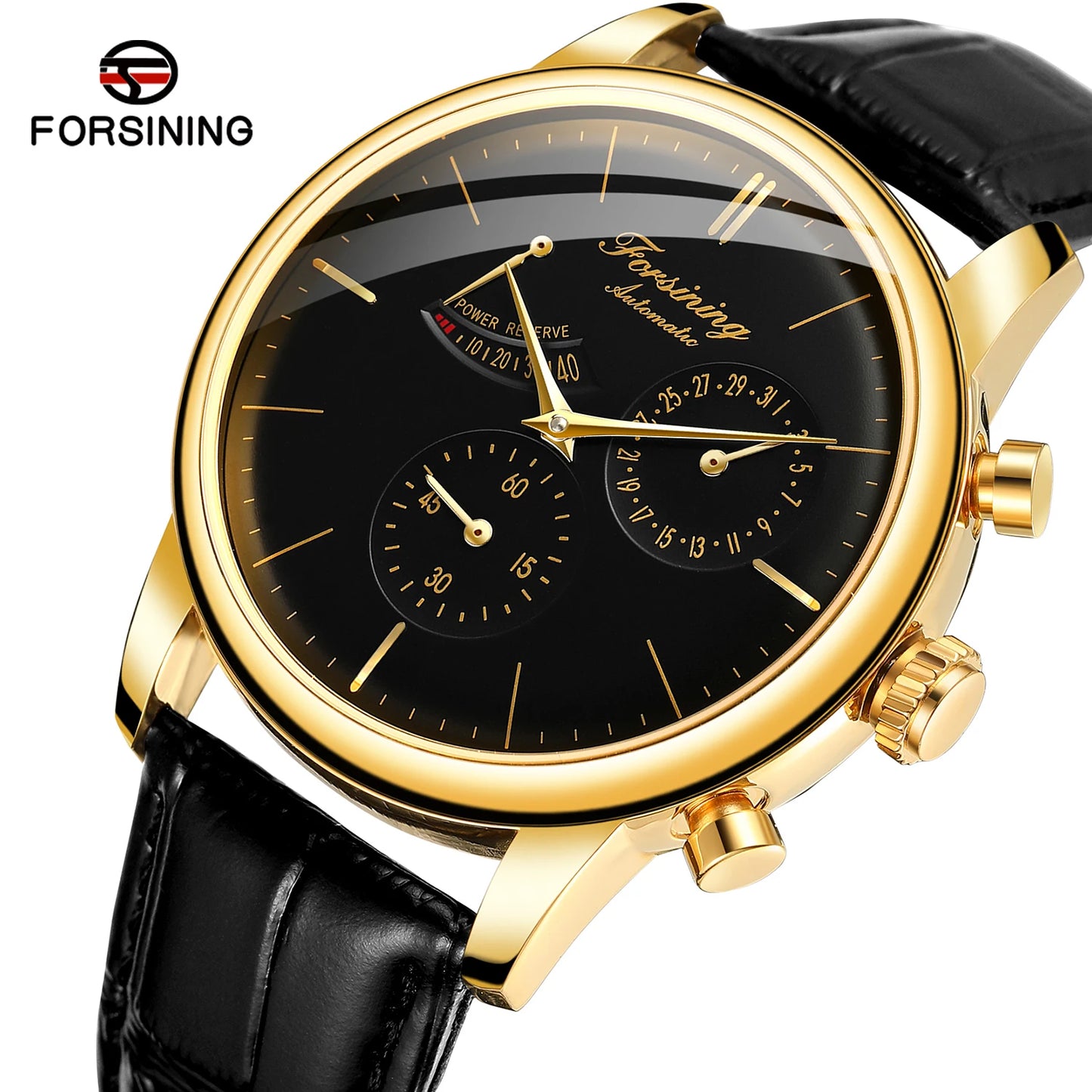 Power Reserve Uhren Forsining New Business Men's Wristwatch Genuine Leather OEM Watch Hot Automatic Water Resistant Luxury Watches