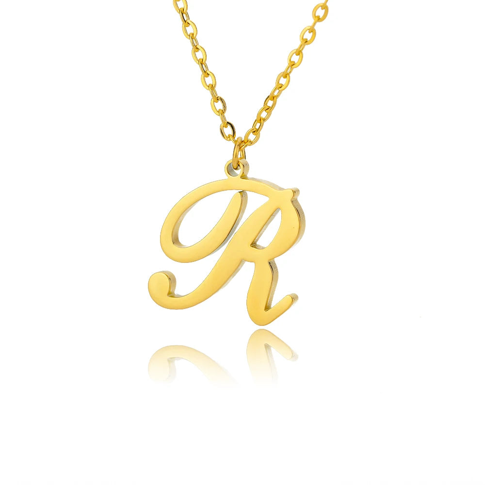 Dainty Initial Letter Necklaces For Women Gold Color Minimalist Stainless Steel Initial Necklace Femme Wedding Jewelry Gift