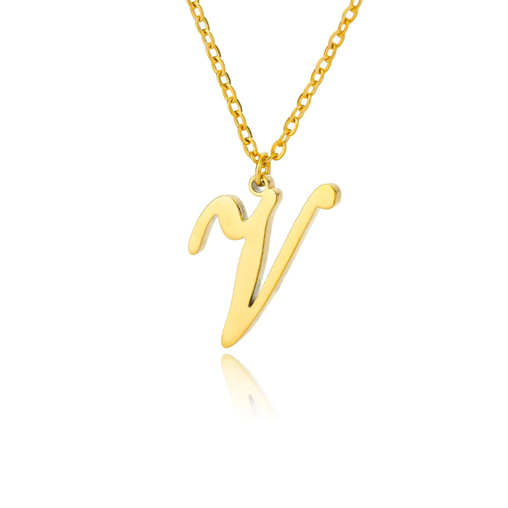 Dainty Initial Letter Necklaces For Women Gold Color Minimalist Stainless Steel Initial Necklace Femme Wedding Jewelry Gift
