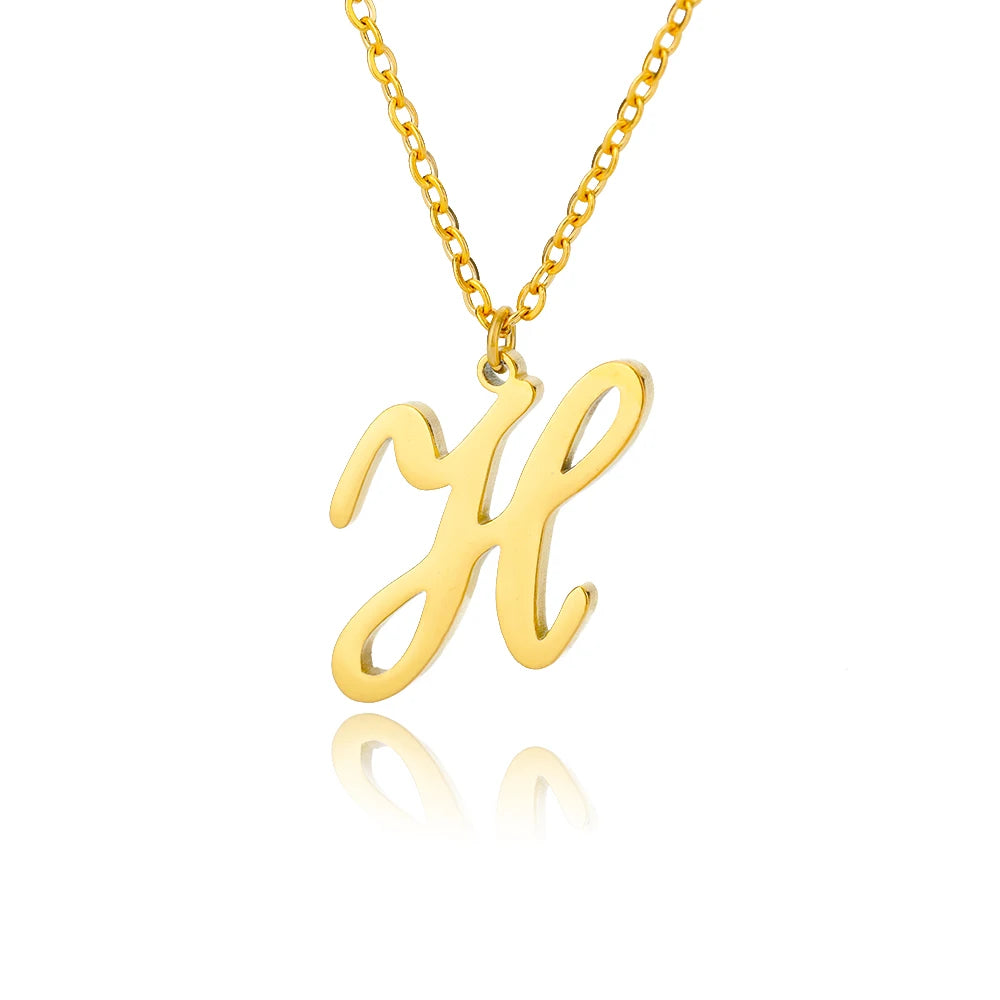 Dainty Initial Letter Necklaces For Women Gold Color Minimalist Stainless Steel Initial Necklace Femme Wedding Jewelry Gift