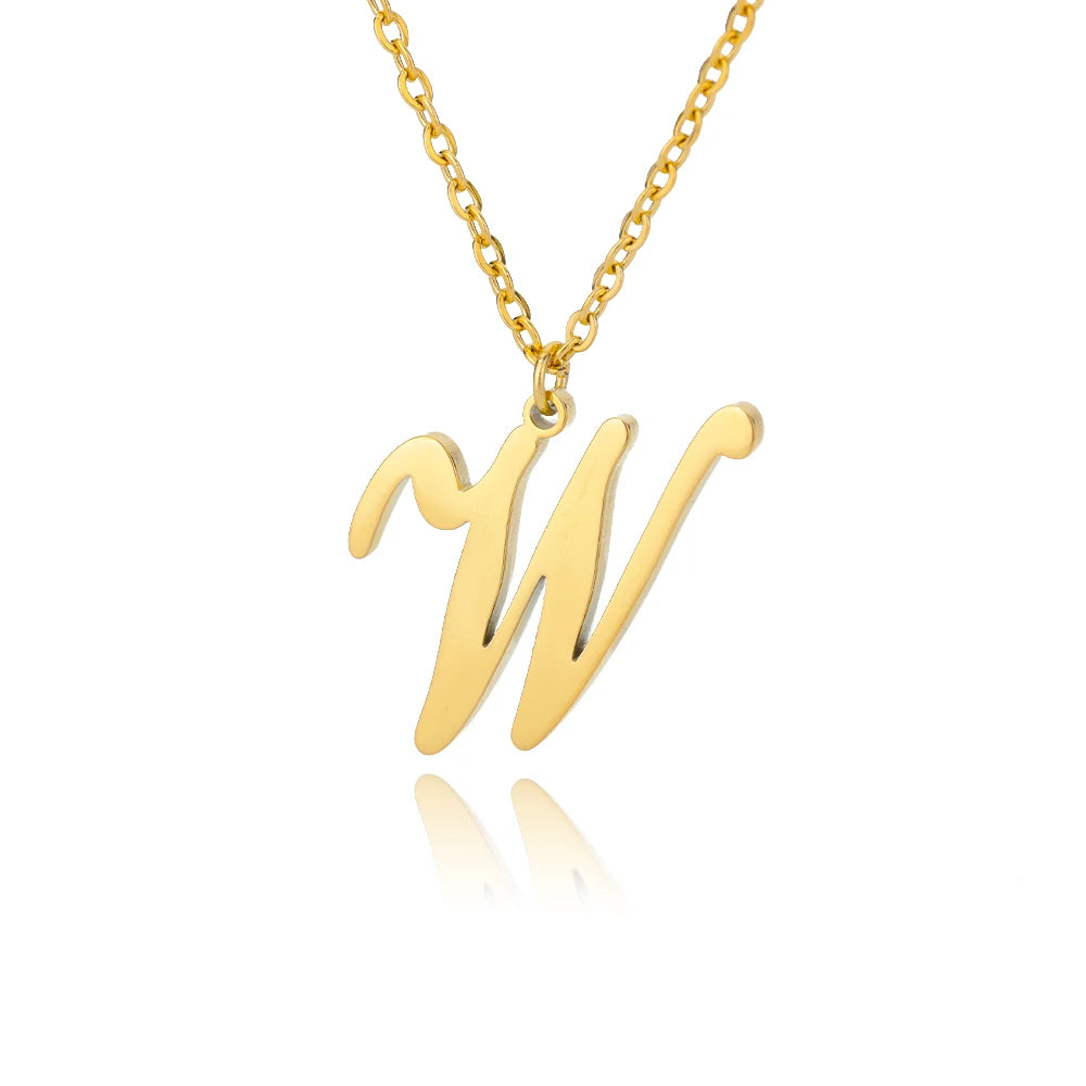Dainty Initial Letter Necklaces For Women Gold Color Minimalist Stainless Steel Initial Necklace Femme Wedding Jewelry Gift
