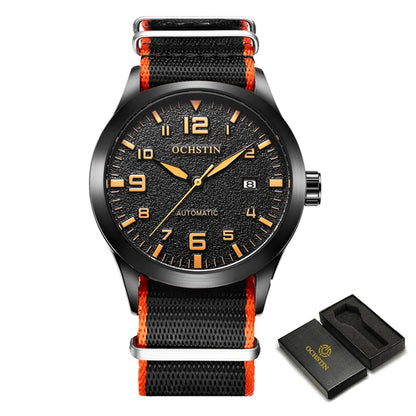 OCHSTIN Men Automatic Mechanical Movement Watch Leather Strap Nylon Male Clock Fashion Waterproof for Men Gift Wirstwatches