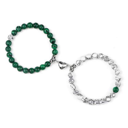 Hot Sale 2Pcs/Set Beads Bracelet For Lovers Natural Stone Distance Heart Magnet Couple Bracelets Friendship Fashion Jewelry Gift