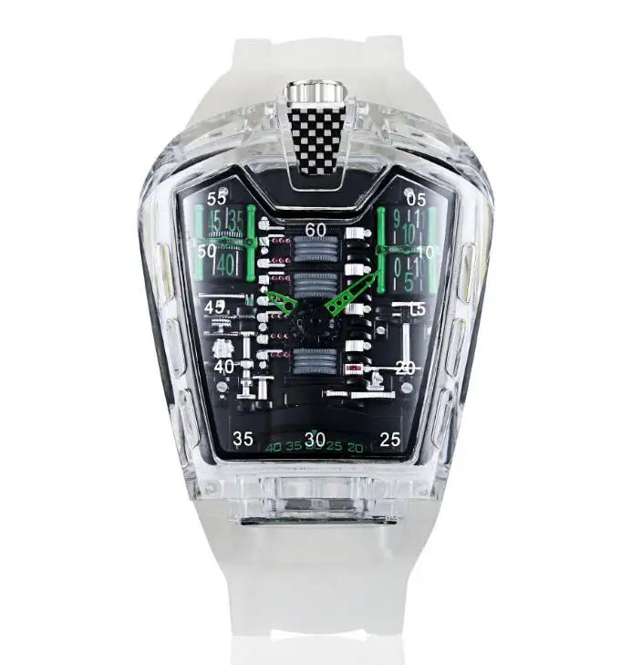 Men's Hollow Watch Ghost Silica Silicone Bracelet Quartz Watch Cool Relogio Men Watch Skeleton Ghost Student Clock