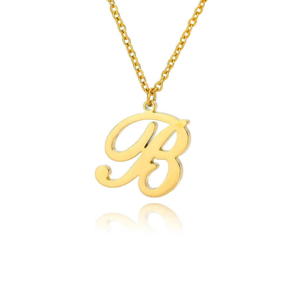 Dainty Initial Letter Necklaces For Women Gold Color Minimalist Stainless Steel Initial Necklace Femme Wedding Jewelry Gift