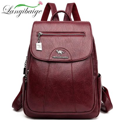 Simple Style Women PU Leather Backpack Women Famous Brand School Backpacks For Girls Daypacks Ladys Backpack Mochila Feminina