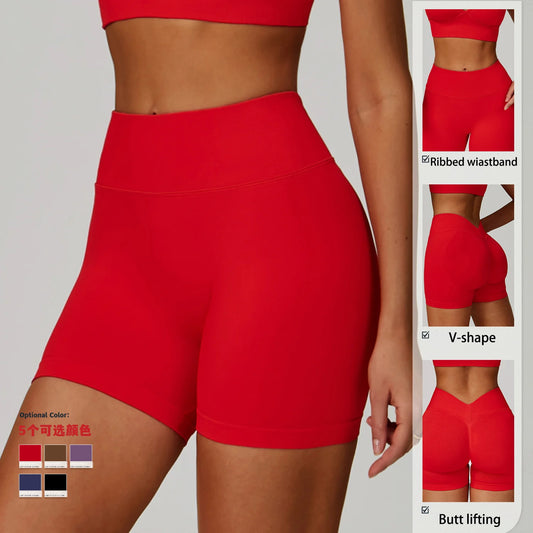New Arrivals Seamless V-shape Yoga Shorts Shapewear Butt Lifting Fitness Biker Gym Wear Nude Feel High Stretch Women's Shorts