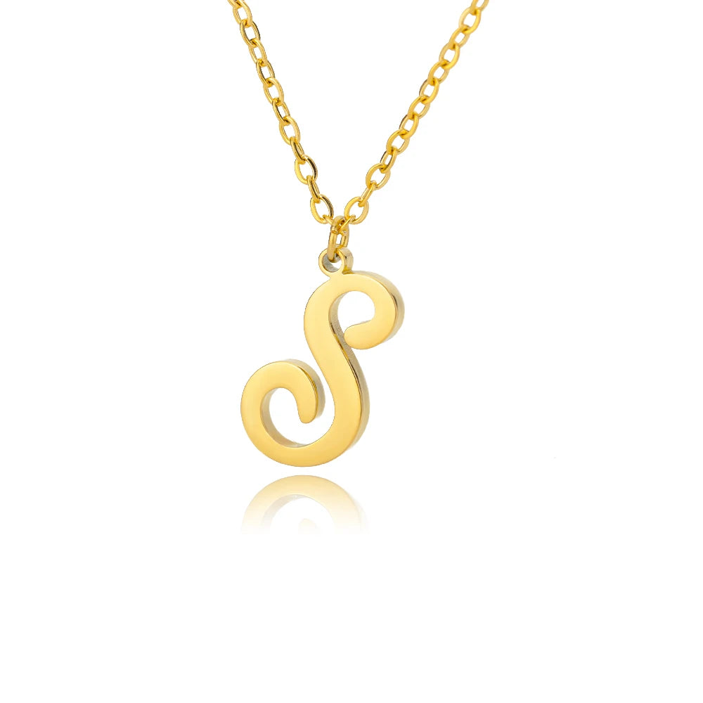 Dainty Initial Letter Necklaces For Women Gold Color Minimalist Stainless Steel Initial Necklace Femme Wedding Jewelry Gift