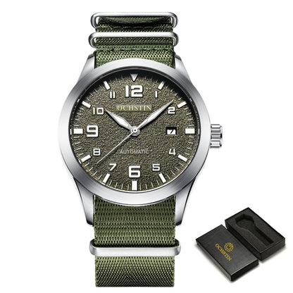 OCHSTIN Men Automatic Mechanical Movement Watch Leather Strap Nylon Male Clock Fashion Waterproof for Men Gift Wirstwatches