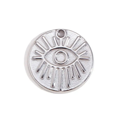 Face Sun Oval Cross Sunflower Relief Long Eyelashes Sparkling Eyes A Rose Round Pendant 316L Stainless Steel Silver Color