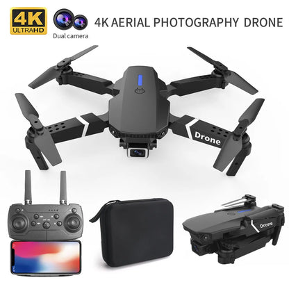 Professional Drone E88 4k wide-angle HD camera WiFi fpv height Hold Foldable RC quadcopter helicopter Camera-free children's toys