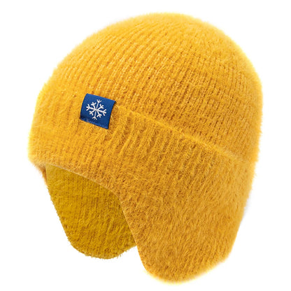 Hot Sale Women Earflap Winter Hat Candy Colors Fashion Faux Fur Knitted Hat Kpop Style Soft Beanie Hats Female Streetwear Cap