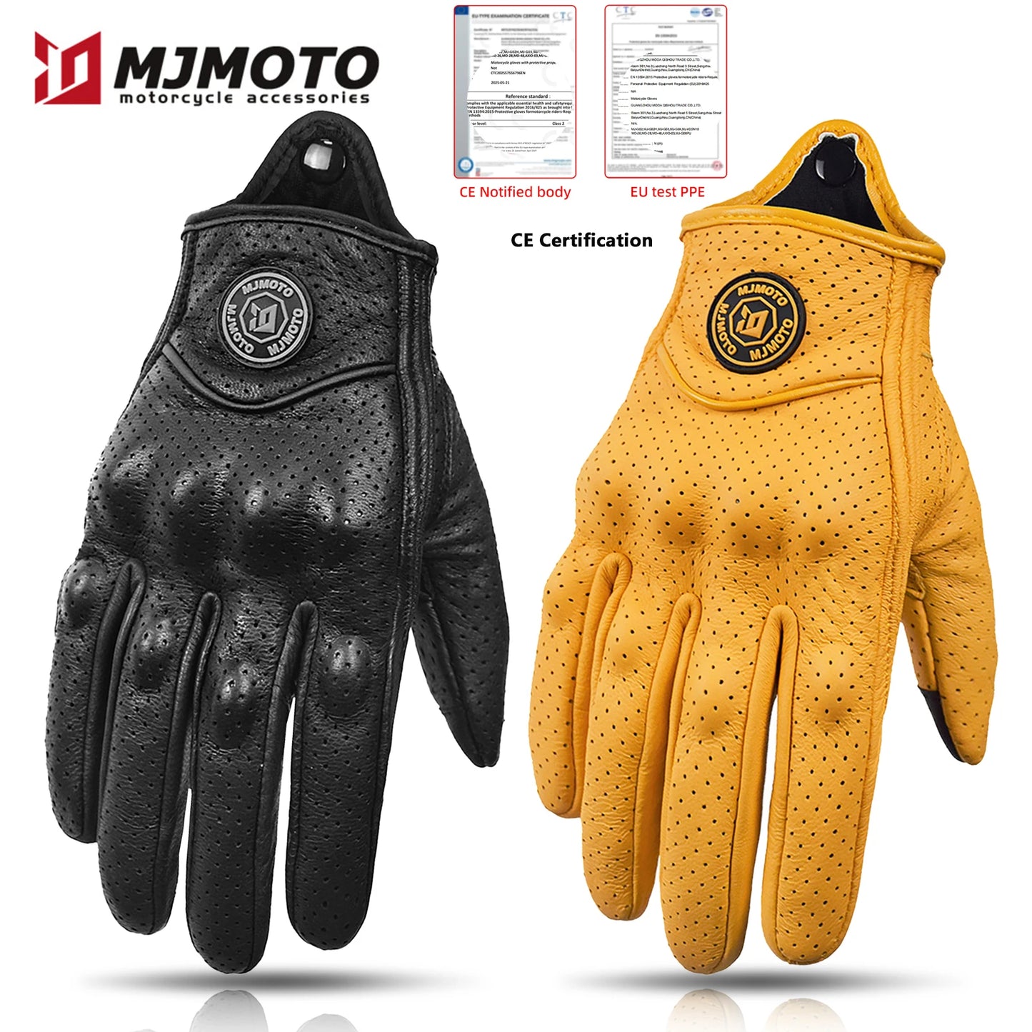 Classic Retro Leather Motorcycle Gloves Summer Wear-Resistant Anti-Slip Men Women Mountain Bike Moto Biker Bicycle Accessories