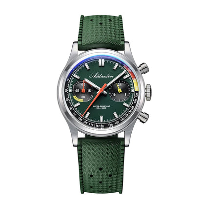 ADDIESDIVE New Men Watch 38mm VK64 Chronograph Fluororubber Luxury Domed Glass BGW9 Luminous 100m Waterproof Quartz Wristwatch