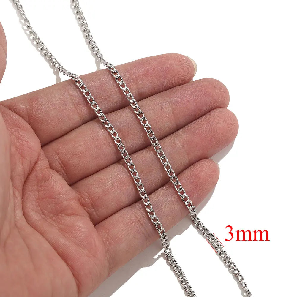 2-meter Lips Beads Chain Stainless Steel Cable Chains for Jewelry Making DIY Necklace Bracelet Accessories Gold Chain Findings