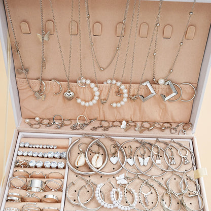 108 Pcs/Pcs Vintage Elegant Pearl Zircon Butterfly Pendant Earrings Ring Necklace Bracelet for Women Daily Wear Jewelry Gift New