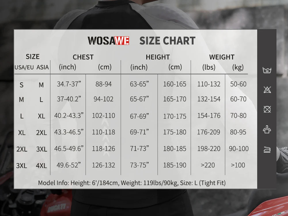 WOSAWE Men's Motorcycle Racing Jacket Off-Road CE Protective Gear Motocross Soft Armor Body Protector Sports Racing Equipment