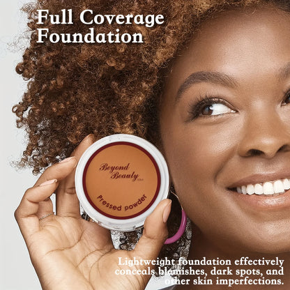 Wheat Bronzing Powder for Dark Skin, Matte Finish, Sweatproof &amp; Oil Dark Foundation Concealer, Powder Puff And Mirror