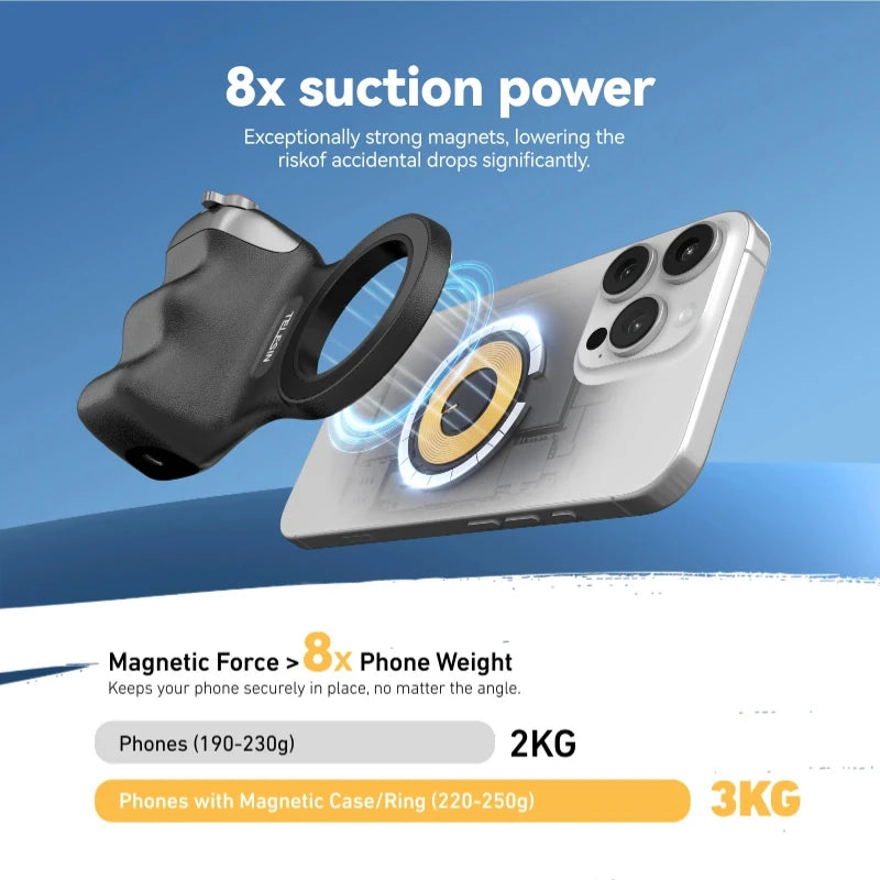 TELESIN Phone Camera Shoot Hand Grip Magnetic Smart Phone Holder Shooting Aid Remote Control Handle For Iphone Android Phone