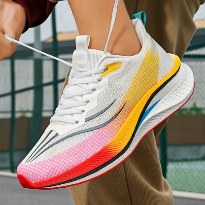 Unisex Running Shoes 2025 Autumn Breathable Mesh Sports Shoes Comfortable Lace-up Flat Sneakers for Men Women