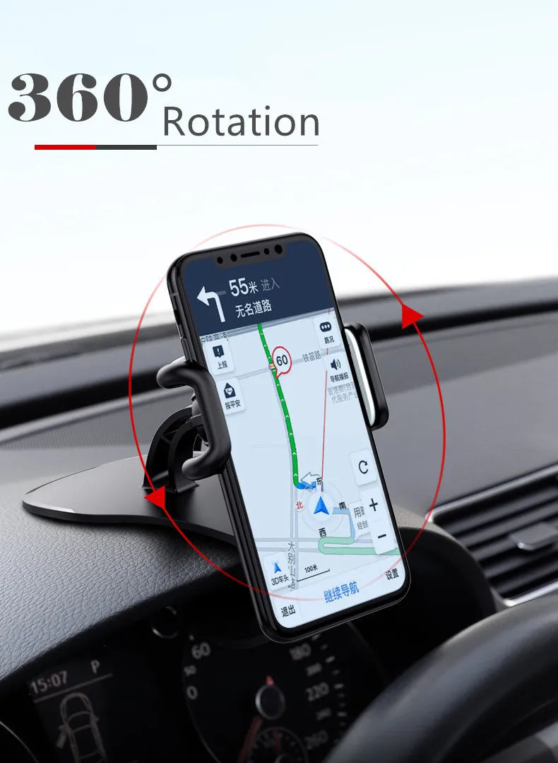 360° rotating car phone holder, universal car dashboard mount, self-gripping mount, fixed phone holder.