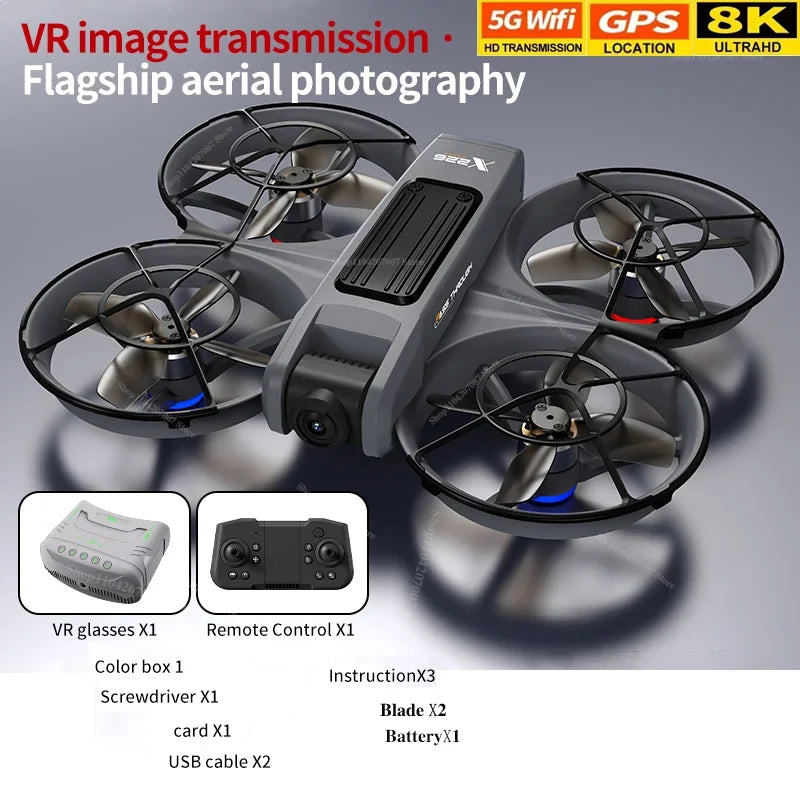 New X266 GPS 8K Professional HD 360° Drone with Dual Cameras, 5G WIFI, Brushless Motors, Obstacle Avoidance, FPV, Foldable Quadcopter, Toys