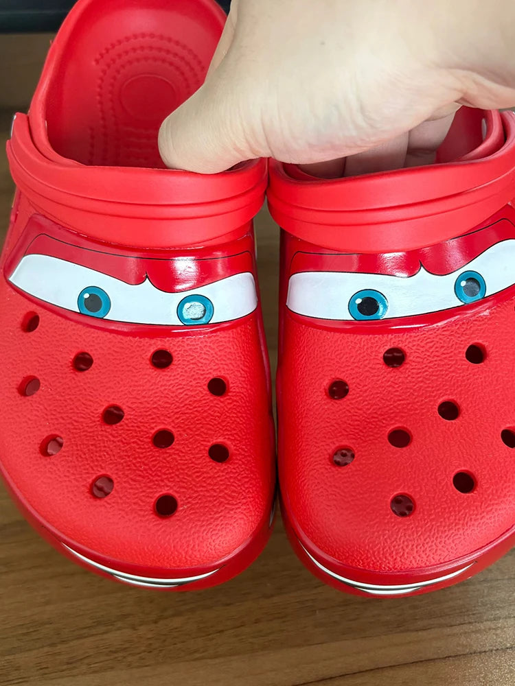 Mcqueens Pixar Cars Cartoon Kawaii Waterproof Breathable Eva Slippers For Adults Solid Outdoor Sandals With Holes Casual Shoes
