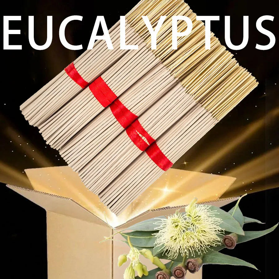 High-quality natural bamboo and eucalyptus incense sticks - Long-lasting fresh mint fragrance, home yoga meditation, holiday decoration (Christmas, Halloween, Thanksgiving) - Air purification and relaxation aroma.