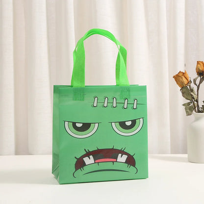 5 PCS Halloween Non-Woven Treat Bags Pumpkin Ghost Bat Mummy Monster Cat Pattern Totes Bag Trick or Treat Halloween Party Favor