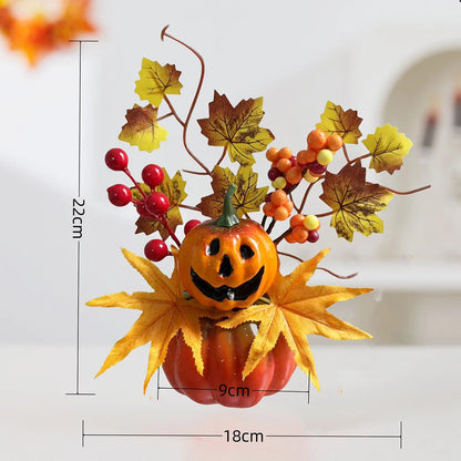 Halloween Artificial Maple Leaf Pumpkin Bonsai Ornaments Autumn Harvest Decor Thanksgiving Halloween Party DIY Decorations