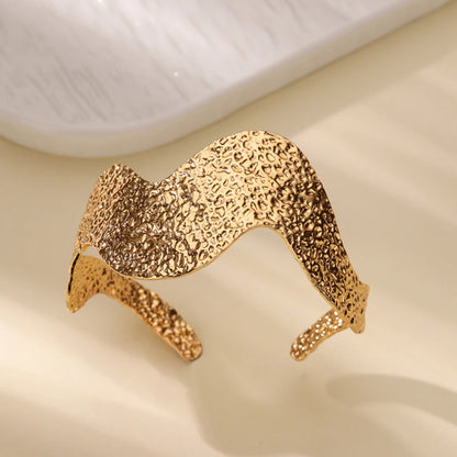 Stainless Steel Bracelet For Women Men Aesthetic Flower Leaf Bangle Opening Gold Color Geometric Bangles Bracelets Femme Jewelry
