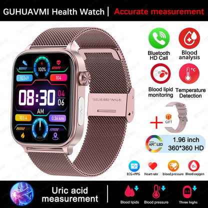 2025 New For XIAOM1 ECG+PPG Blood Fat Uric Acid Health Smartwatch Men Women Heart Rate Blood Pressure Bluetooth Call Smart Watch