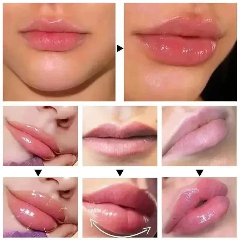Lip plumper oil, instant volumizer, increases lip elasticity, long-lasting hydration, lip gloss, sexy beauty makeup.