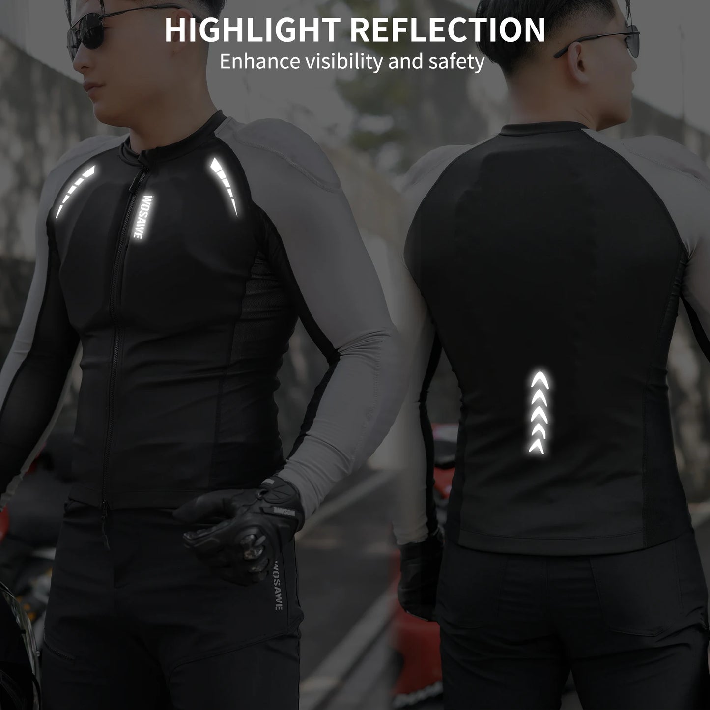 WOSAWE Men's Motorcycle Racing Jacket Off-Road CE Protective Gear Motocross Soft Armor Body Protector Sports Racing Equipment