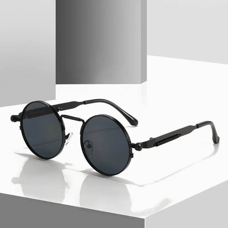 Retro Men Punk Style Sunglasses Colorful Round Metal Frame Women Fashion Sunglasses Uv400 2023